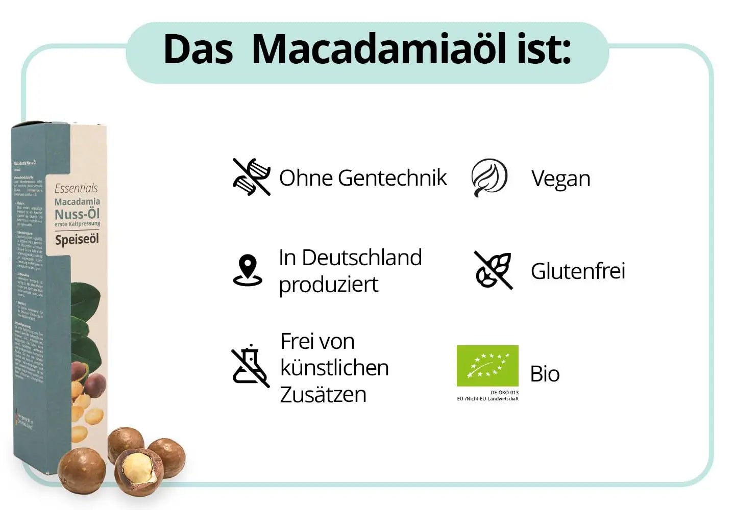 Bio Macadamianussöl (250 ml) kaltgepresst
