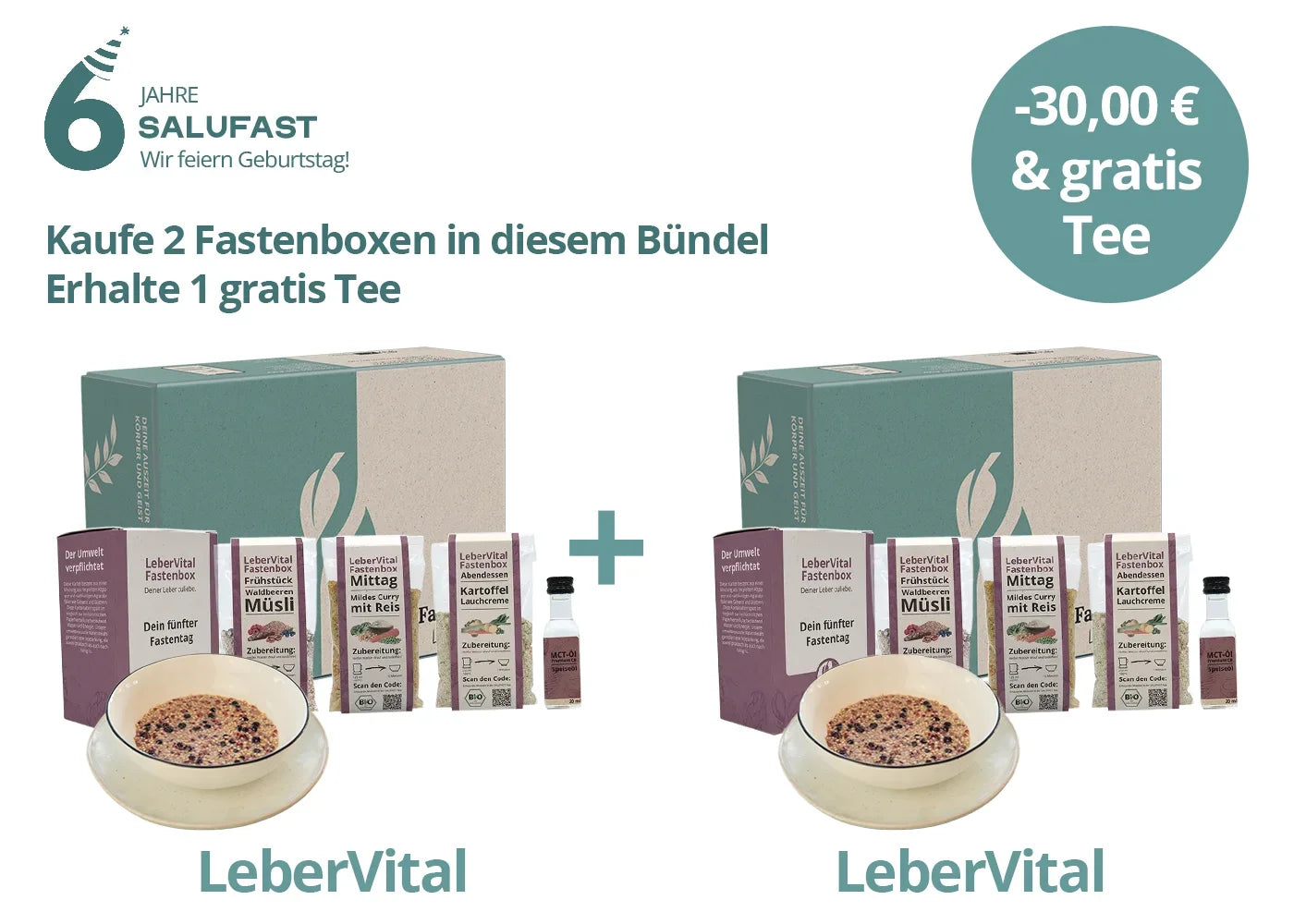 Geburtstags-Bündel: 2x Fastenbox + 1x gratis Tee