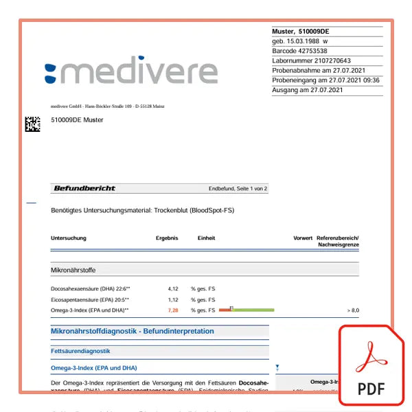 medivere Omega-3-Index + DHA & EPA Bluttest